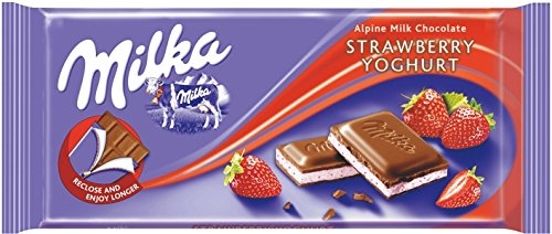 Läs mer om Milka Strawberry Milk Chocolate Bar 100g