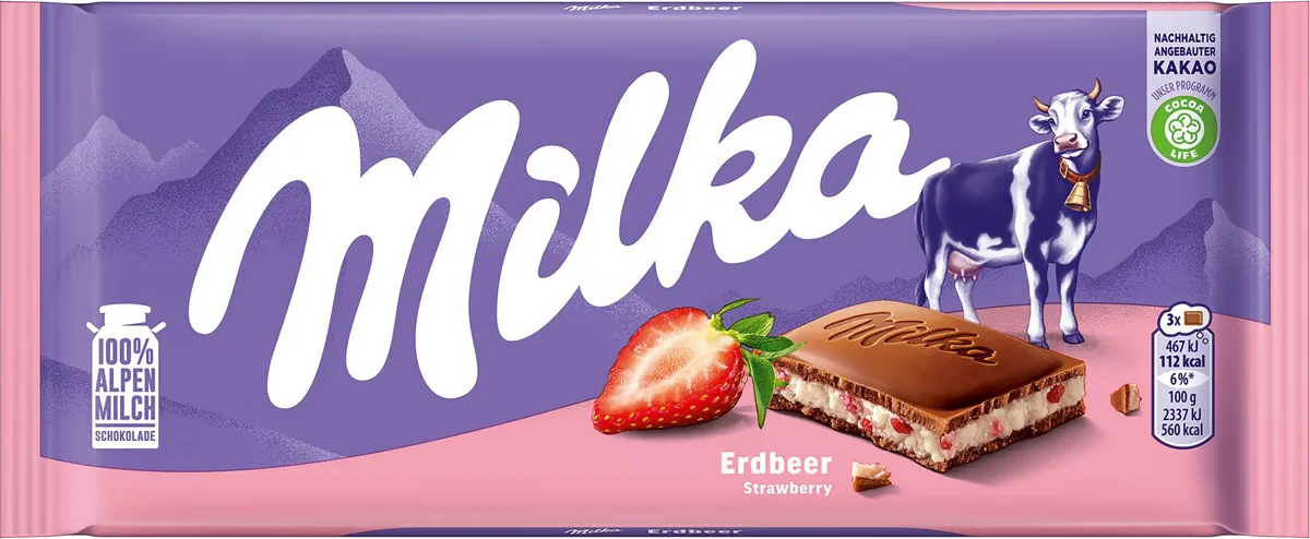 Milka Mjölkchokladkaka Jordgubb 100g