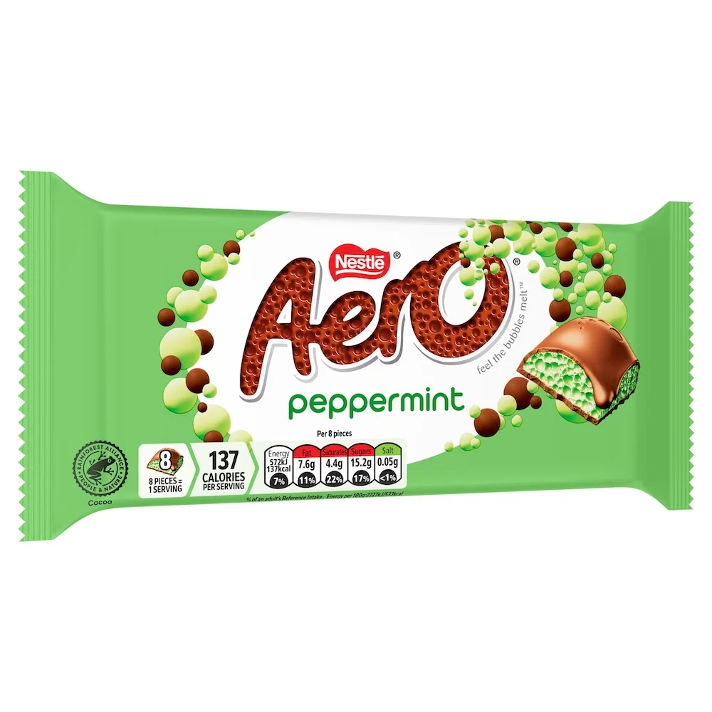 Aero Bubbly Mint Chocolate Bar 90g
