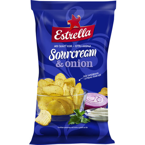 Läs mer om Estrella Sourcream & Onion Chips 175g