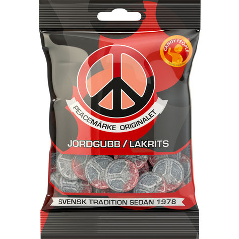 Läs mer om Peacemärke Jordgubb/Lakrits 80g