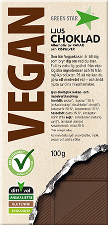 Läs mer om Green Star Vegan Ljus Choklad 100g