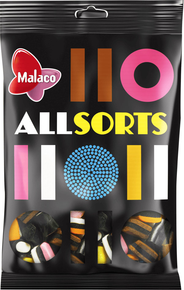 Läs mer om Malaco Allsorts Engelsk Lakritskonfekt 400g