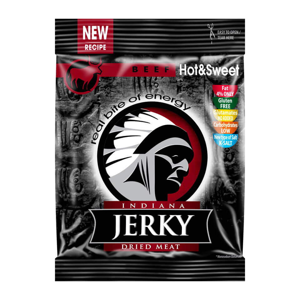 Indiana Beef Jerky Hot and Sweet 25g | Snacks - Beef Jerky | Gottegrisen