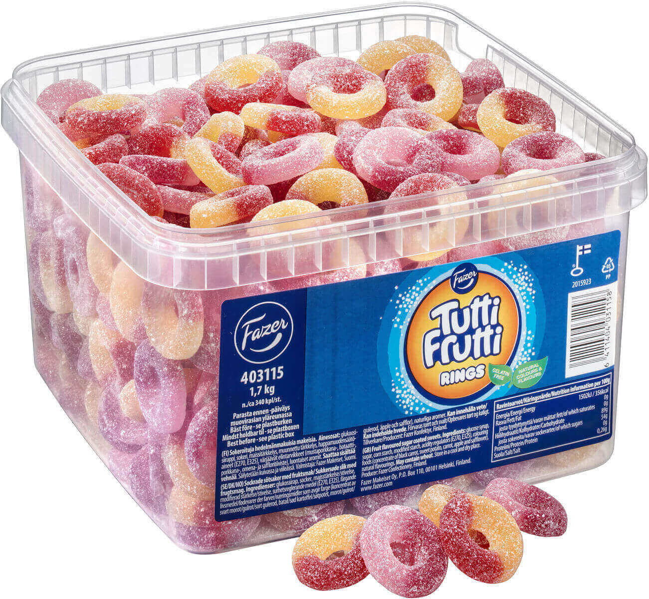 Läs mer om Fazer Tutti Frutti Rings 1.7kg