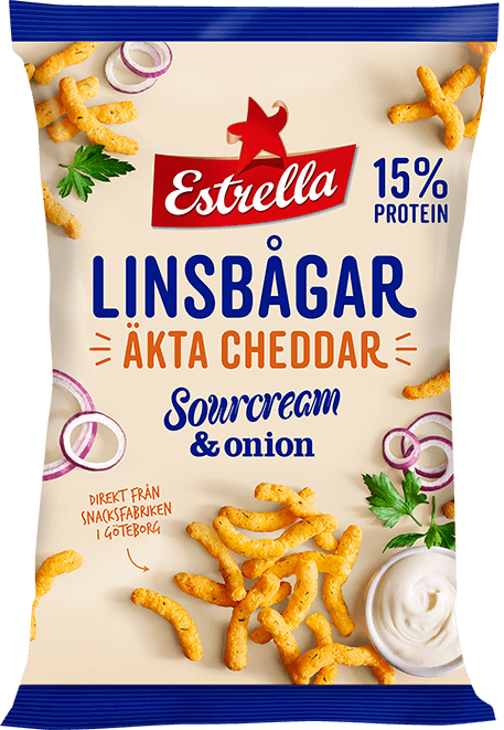 Estrella Linsbågar Äkta Cheddar med Sourcream &amp; Onion 125g