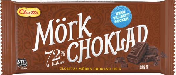 Läs mer om Cloetta Mörk choklad 72 % utan tillsatt socker 100g