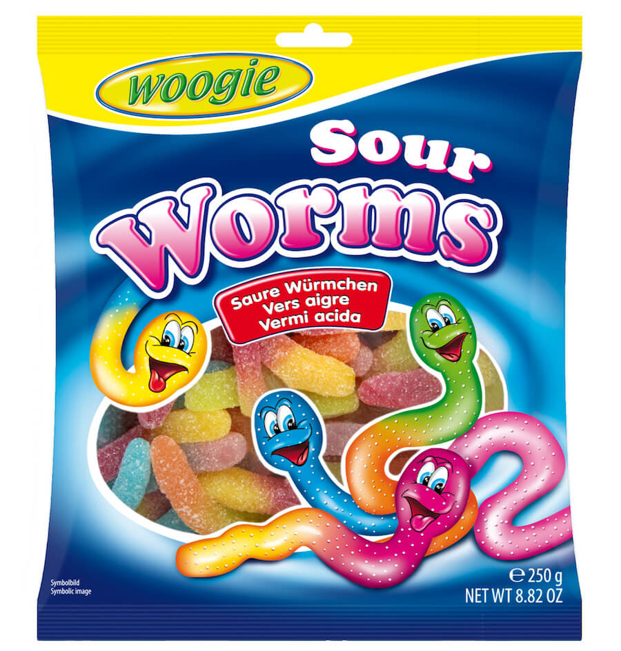 Läs mer om Woogie Sour Worms 250g