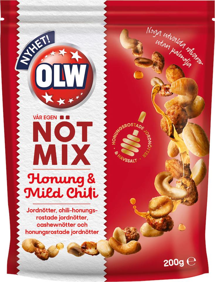 Läs mer om OLW Nötmix Honung & Mild Chili 200g