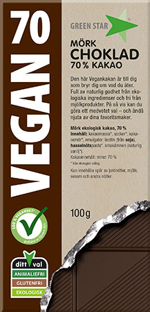 Green Star Vegan Mörk Choklad 70% 100g