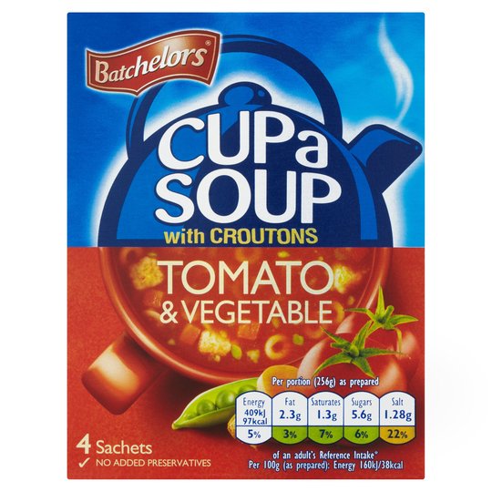 Läs mer om Batchelors Cup A Soup w. Croutons Tomato & Vegetable 104g
