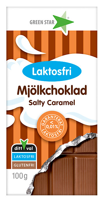 Läs mer om Green Star Mjölkchoklad Laktosfri Salty Caramel 100g