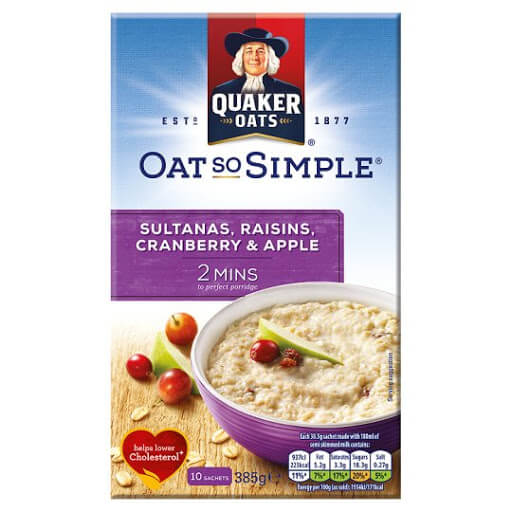 Quaker Oat So Simple Sultana Raisin Cranberry 385g