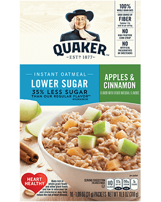 Quaker Instant Oatmeal Apples & Cinnamon Lower Sugar 310g