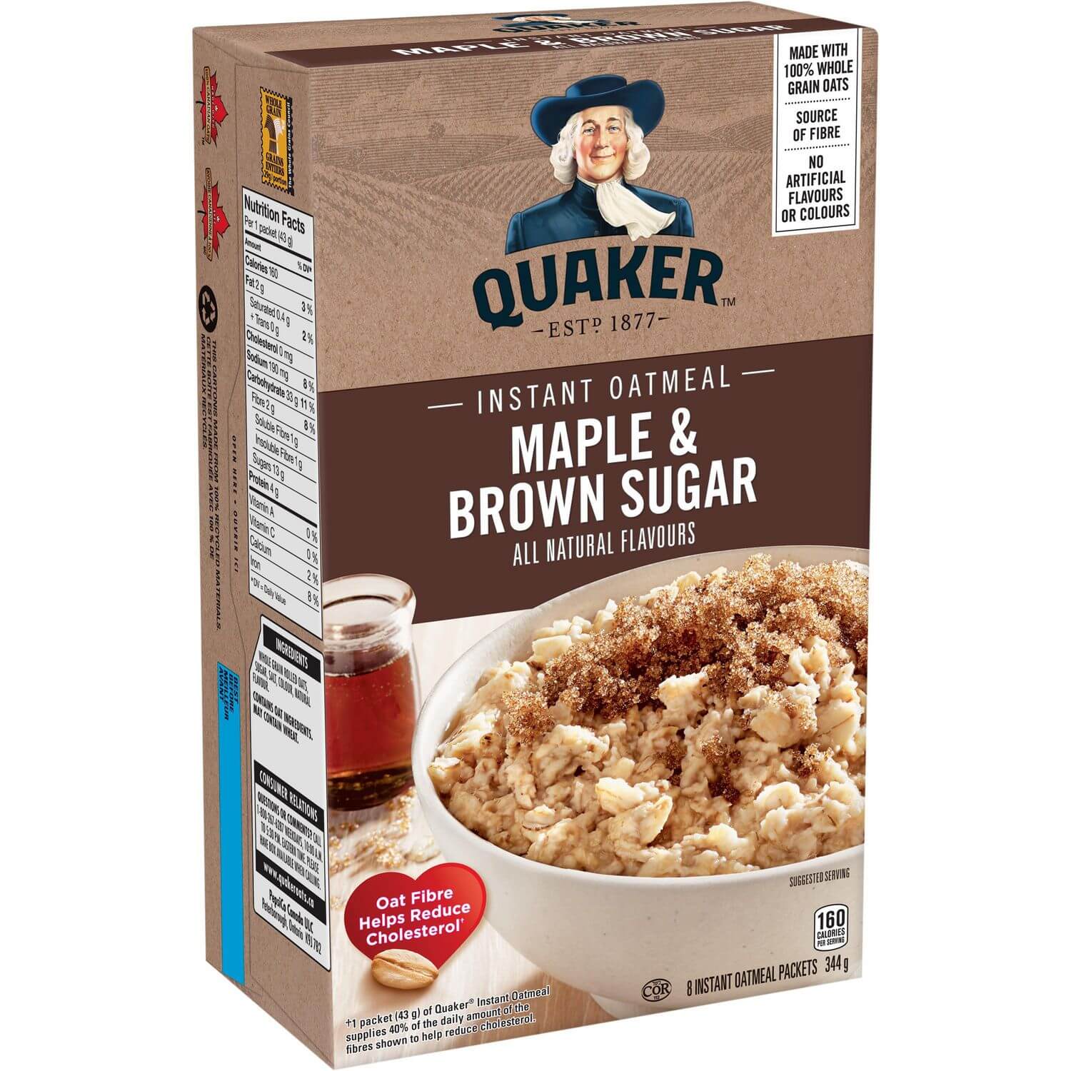 Quaker Instant Oatmeal Maple & Brown Sugar 344g