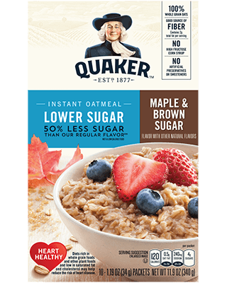 Quaker Instant Oatmeal Maple & Brown Sugar Lower Sugar 340g