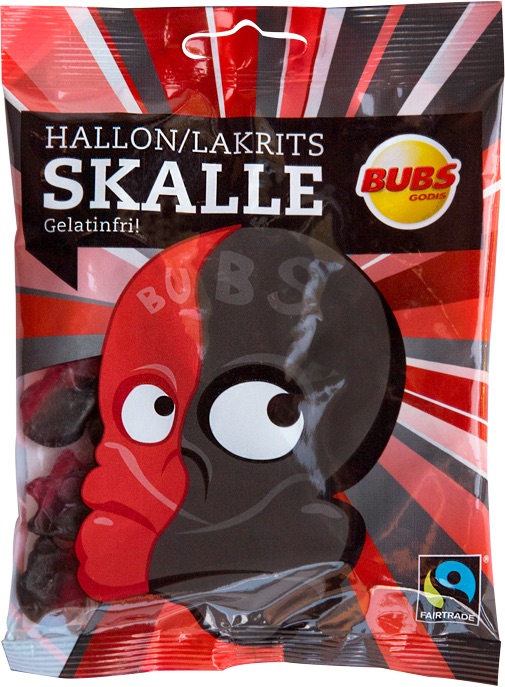 Bubs Hallonlakritsskalle 90g