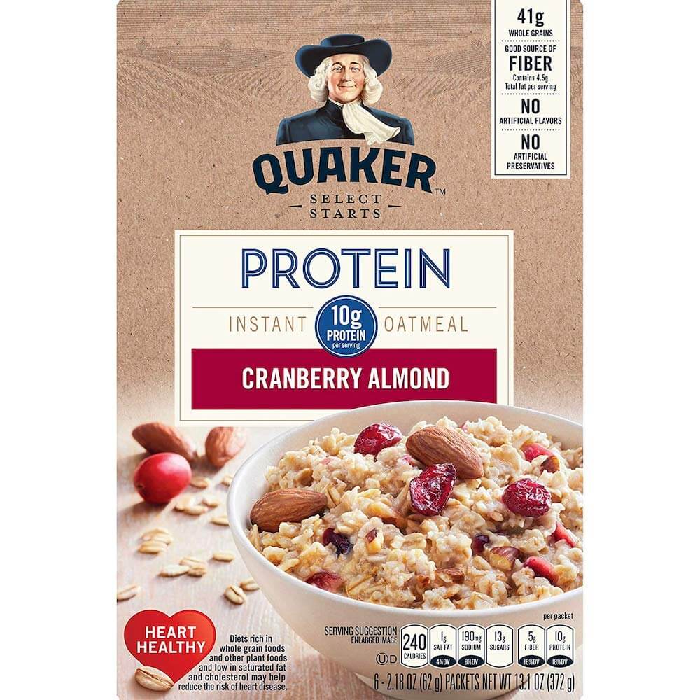 Quaker Instant Oatmeal Protein Cranberry Almond 372g