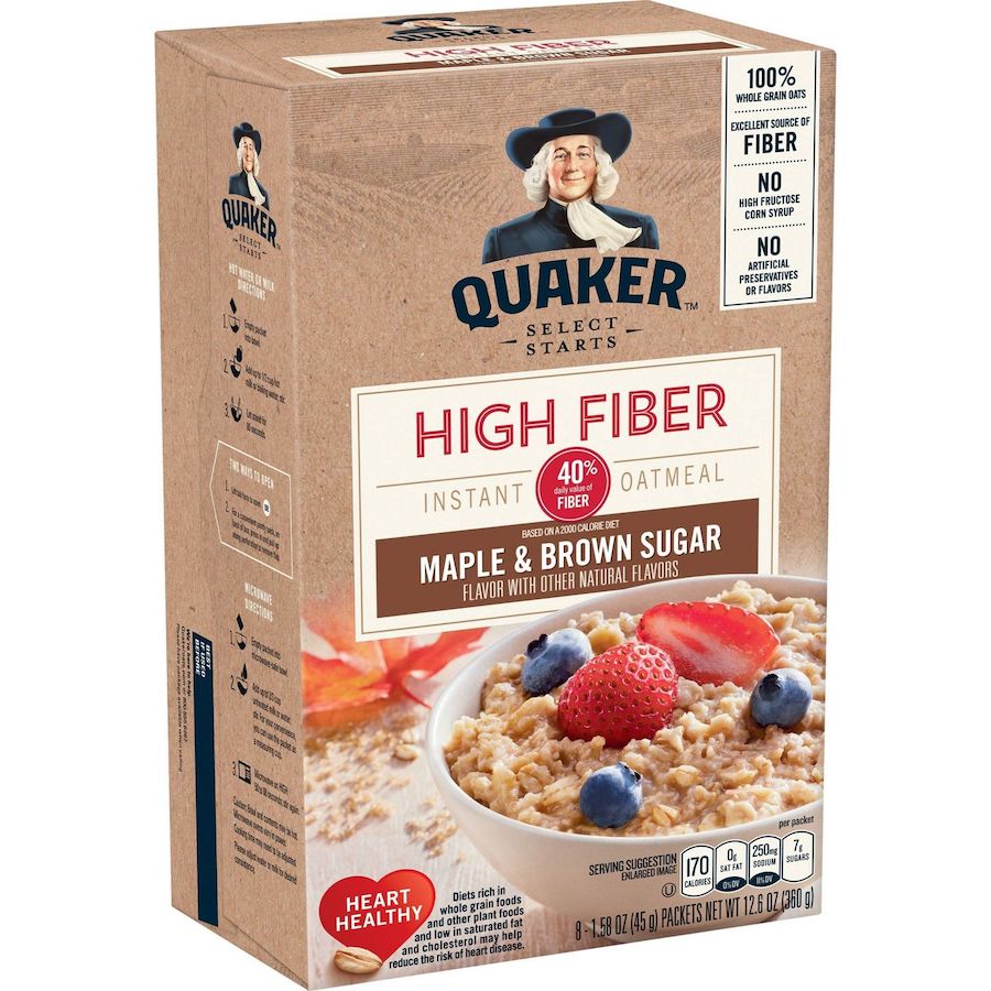 Quaker Instant Oatmeal HIGH Fiber - Maple Brown Sugar 360g