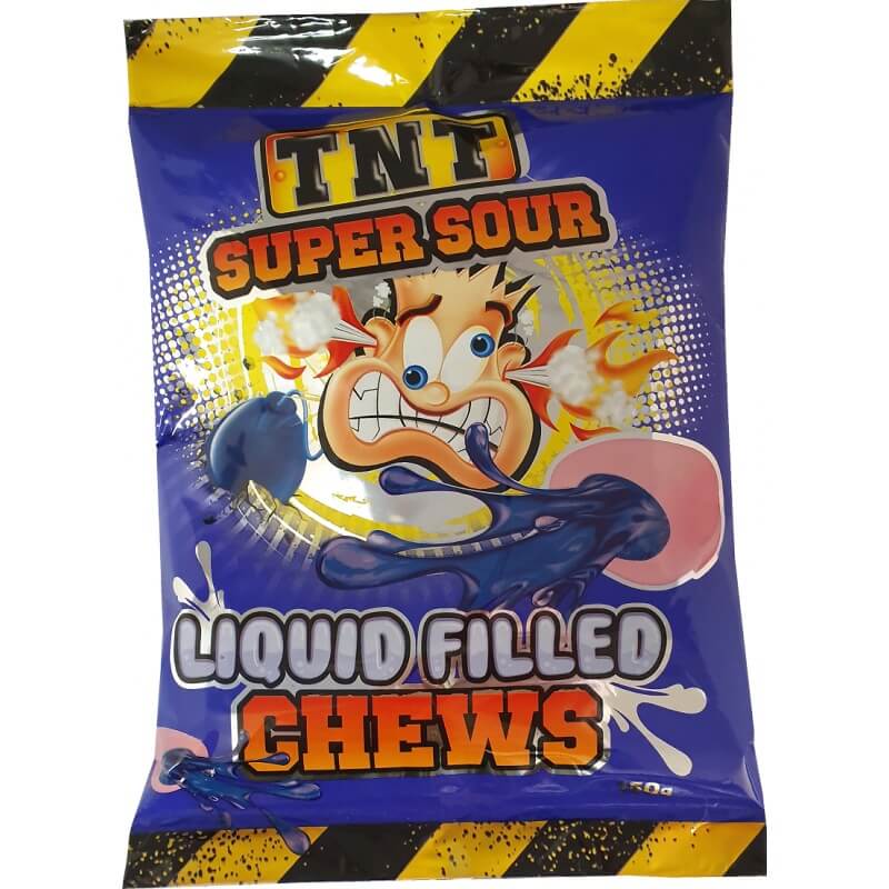 Läs mer om TNT Super Sour Liquid Filled Chews 150g