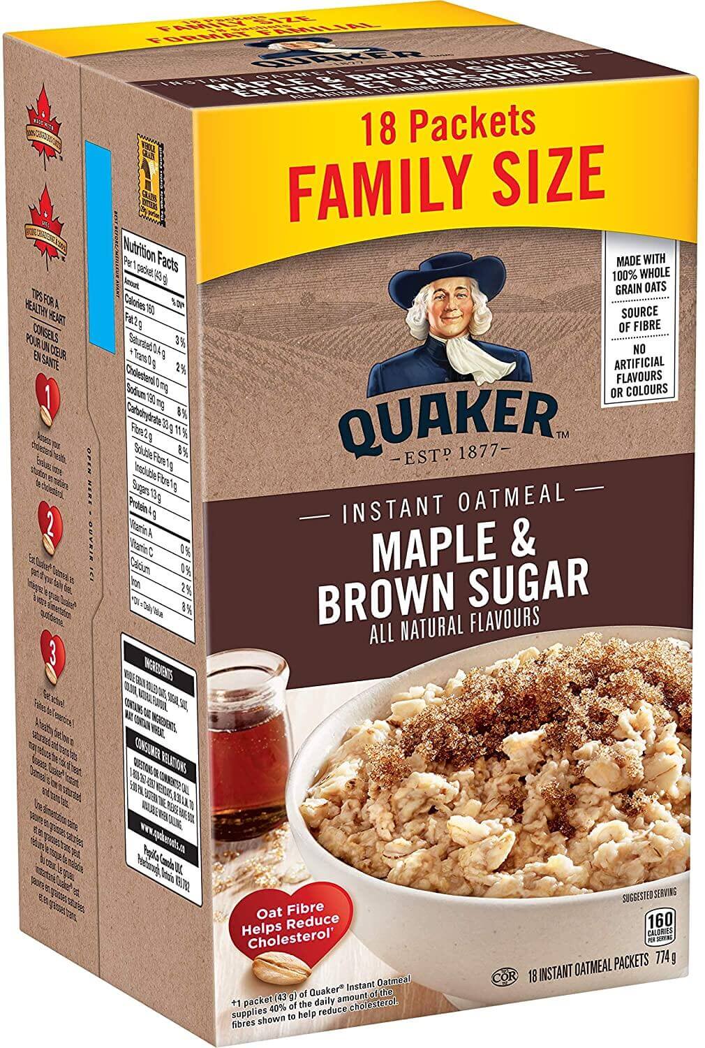 Läs mer om Quaker Instant Oatmeal Maple & Brown Sugar 774g
