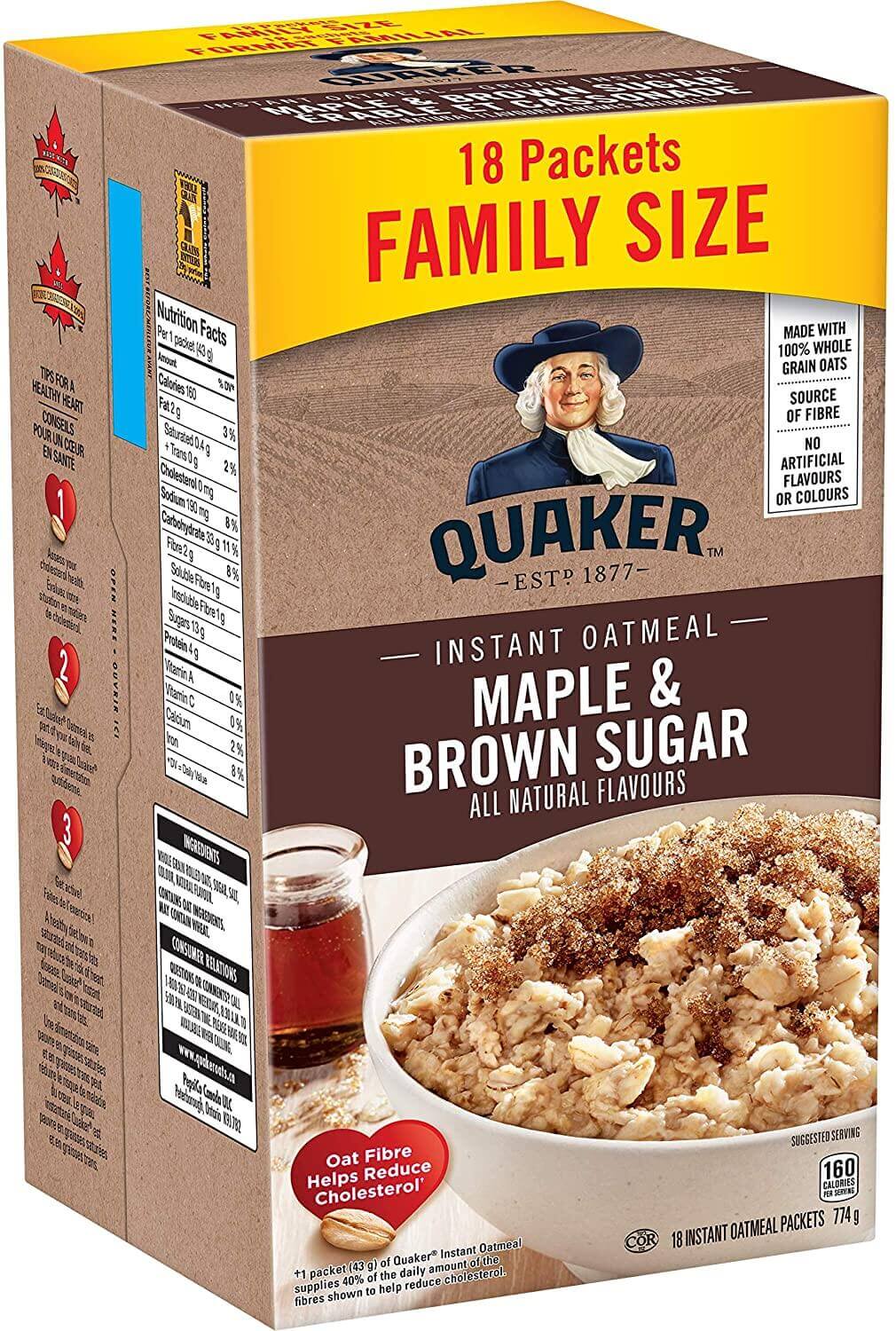 Quaker Instant Oatmeal Maple & Brown Sugar 774g