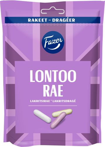 Läs mer om Fazer Lontoo rae lakritsdragé 175g