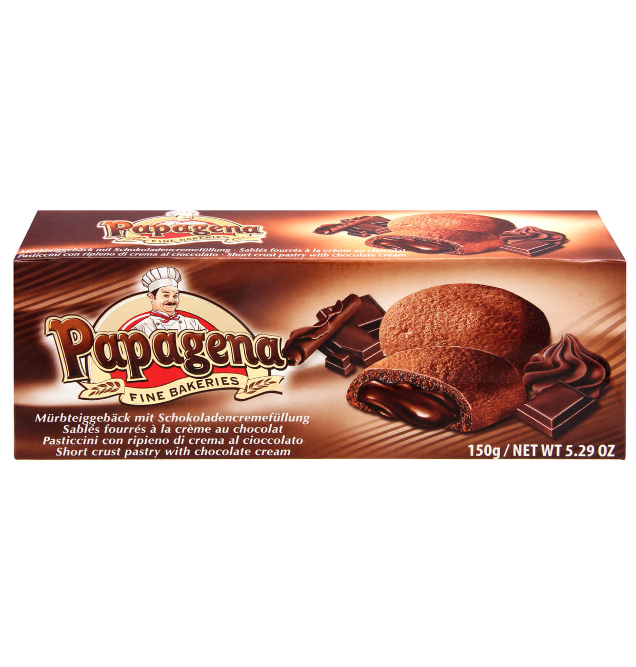 Läs mer om Papagena Kakor med chokladfyllning 150g