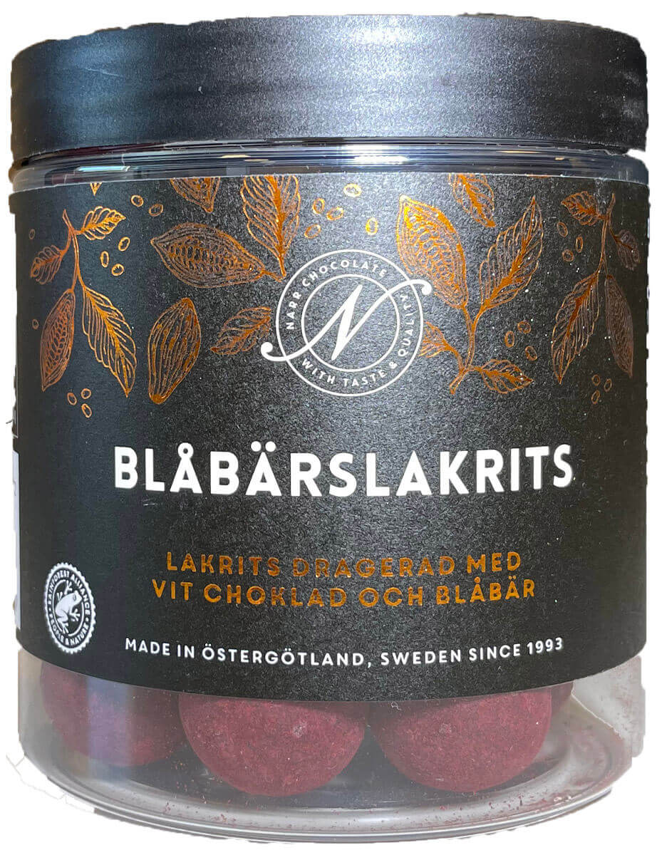 Läs mer om Narr Chocolate Blåbärslakrits 150g