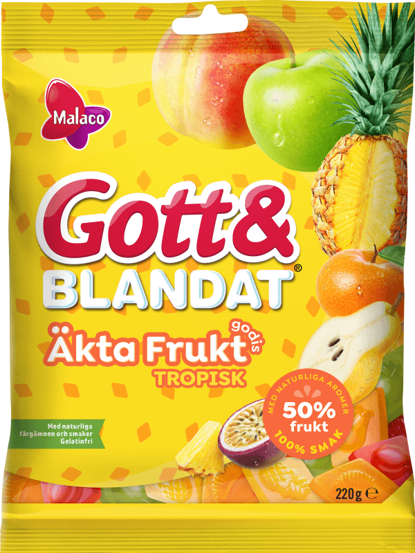 Malaco Gott & Blandat Äkta Fruktgodis Tropisk 100g