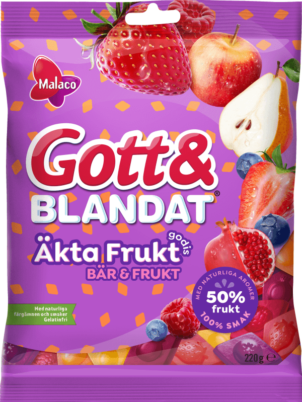 Läs mer om Malaco Gott & Blandat Äkta Fruktgodis Bär & Frukt 100g
