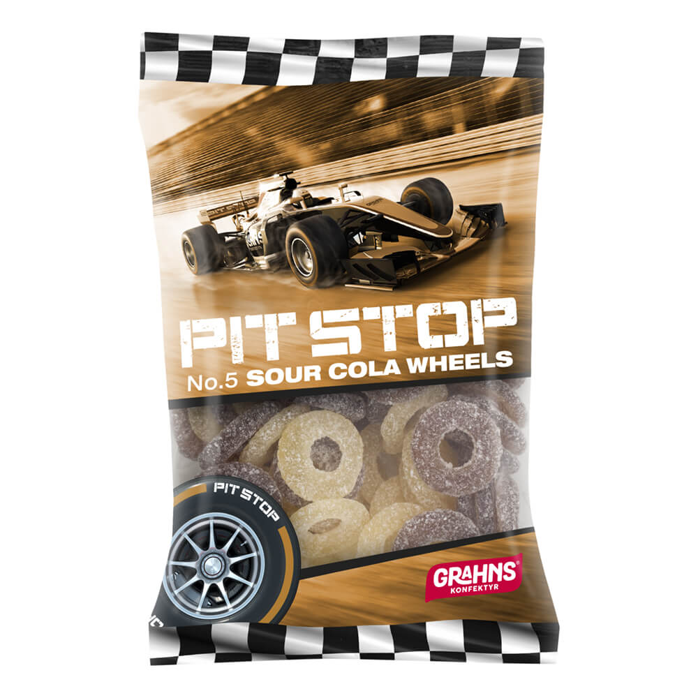 Läs mer om Pit Stop Sour Cola Wheels 160g