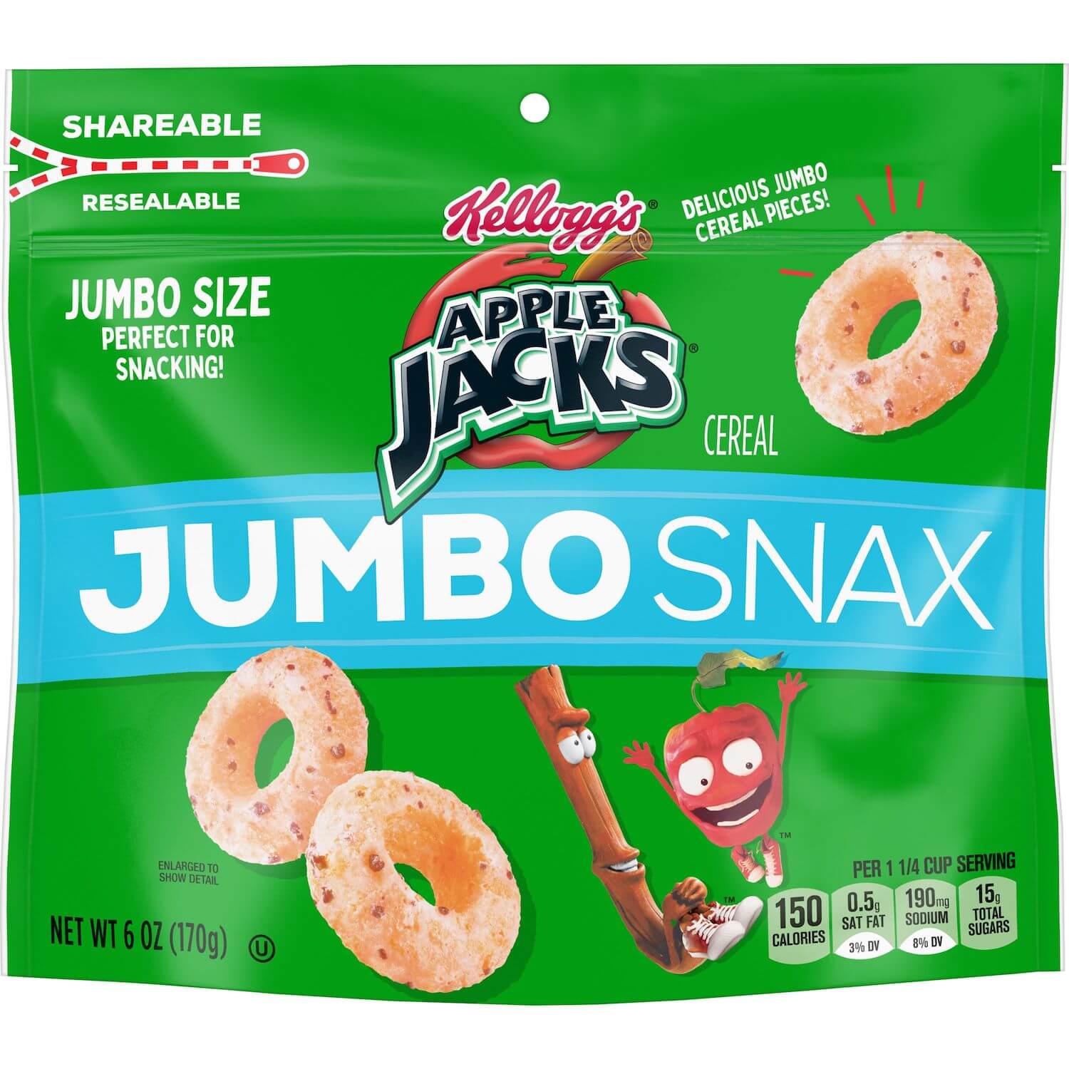 Kelloggs Apple Jacks Jumbo Snax 170g