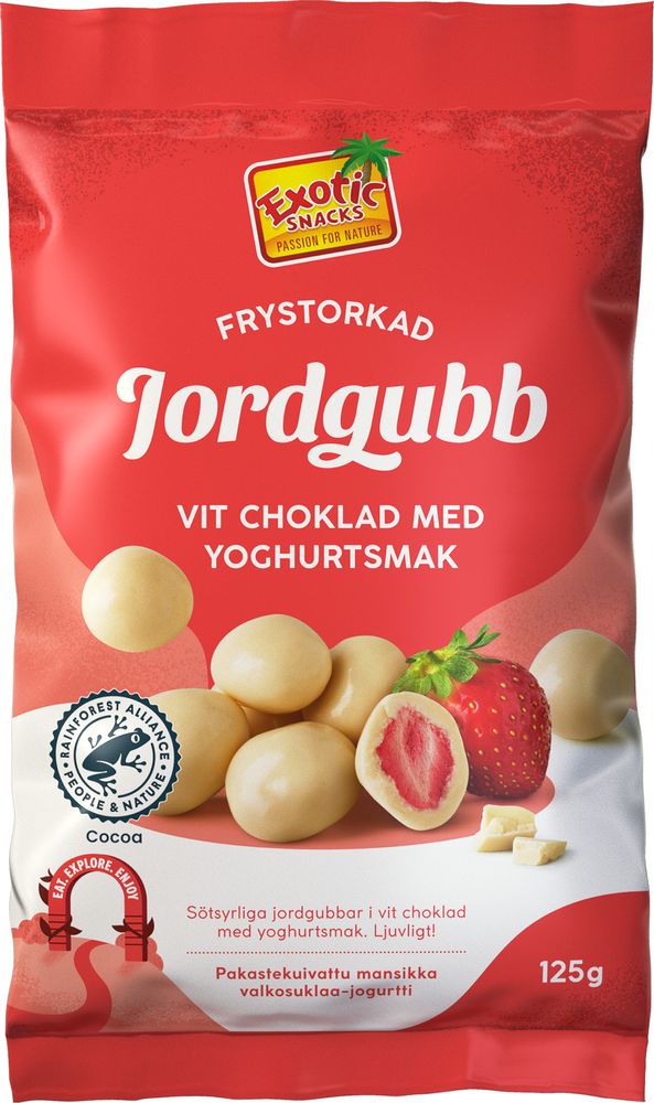 Läs mer om Exotic Snacks Frystorkad Jordgubb Vit Choklad Yoghurt 125g