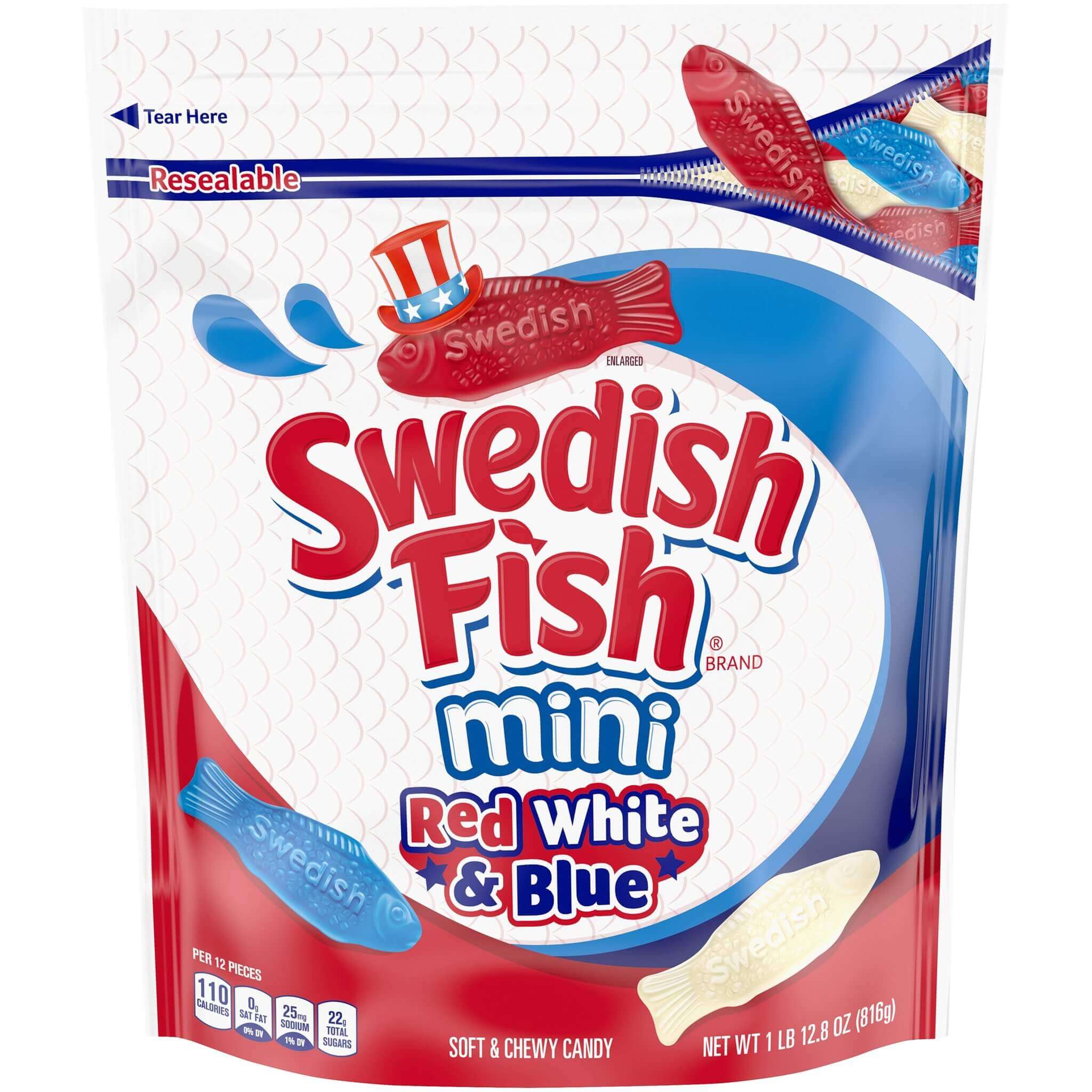 Swedish Fish Red White & Blue 820g