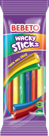 Läs mer om Bebeto Wacky Sticks - Cool Fruit Mix 180g