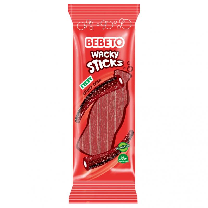 Bebeto Wacky Sticks - Fizzy Strawberry 180g