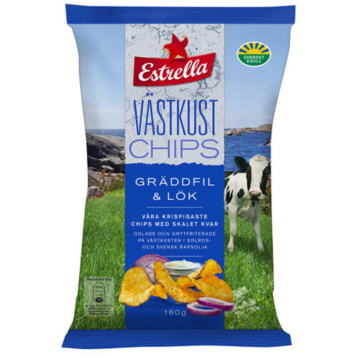 Läs mer om Estrella Västkustchips Gräddfil & Lök 180g