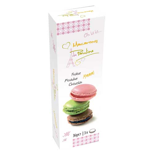 Läs mer om Pauline Macarons Presentask 3-Pack - Choklad, Jordgubb & Pistage 3-Pack