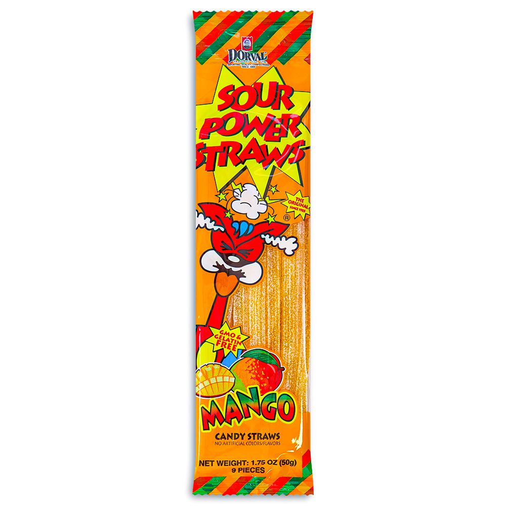 Läs mer om Dorval Sour Power Straws - Mango 50g