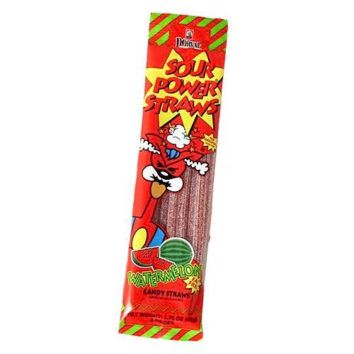 Läs mer om Dorval Sour Power Straws - Watermelon 50g