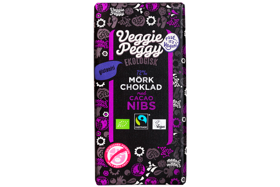 Veggie Peggy Mörk Choklad - Cacaoc Nibs 85g