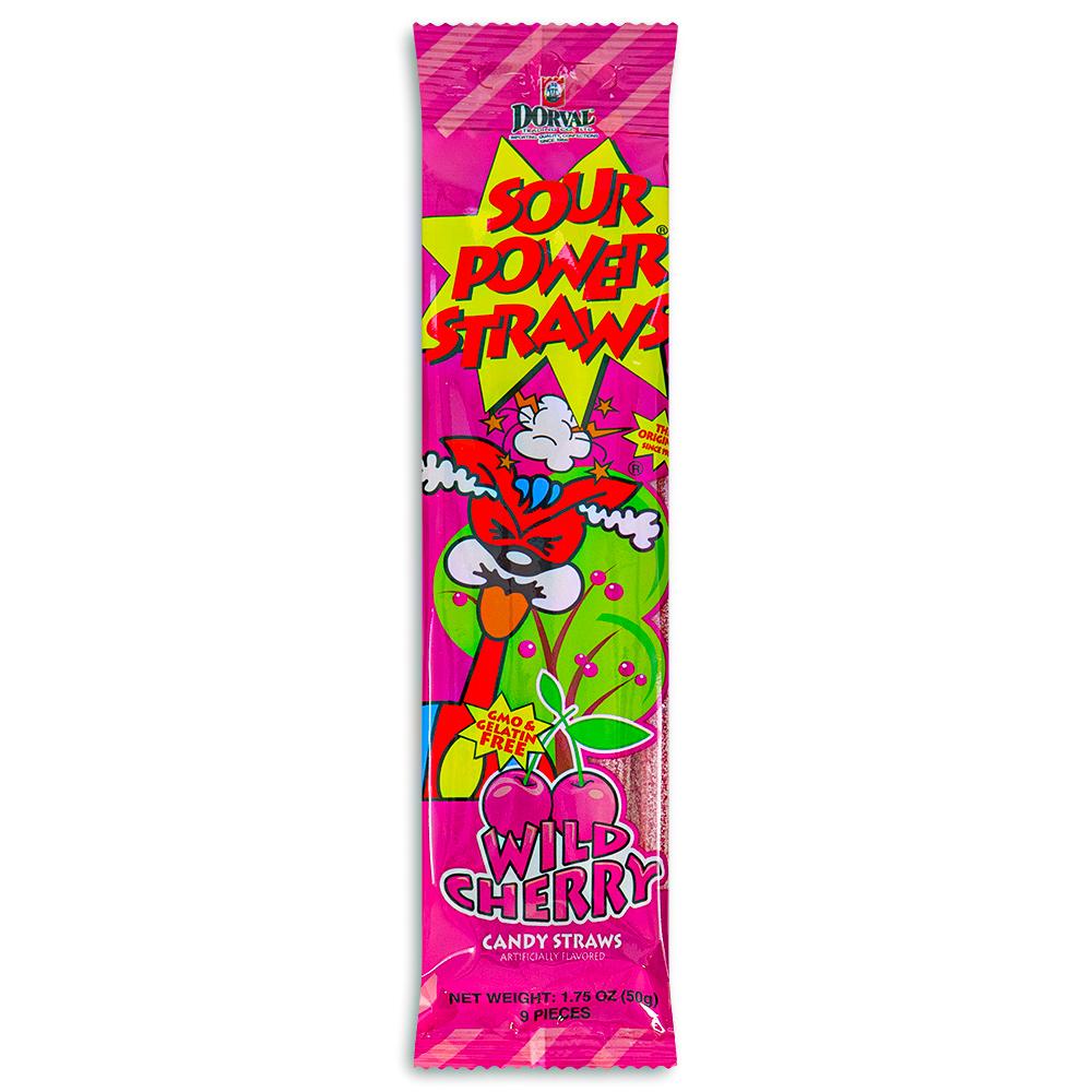 Läs mer om Dorval Sour Power Straws - Wild Cherry 50g