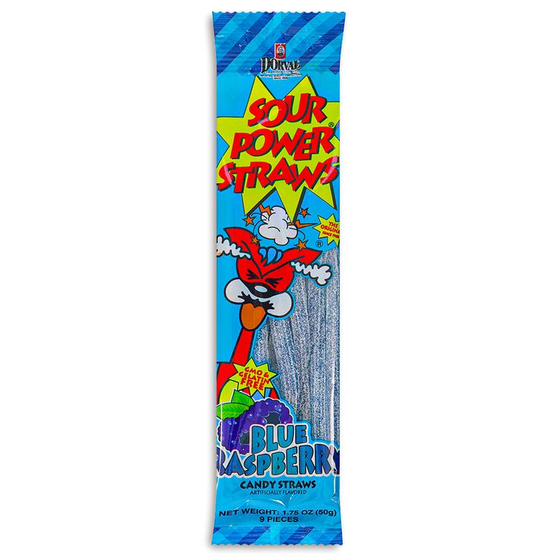 Läs mer om Dorval Sour Power Straws - Blue Raspberry 50g