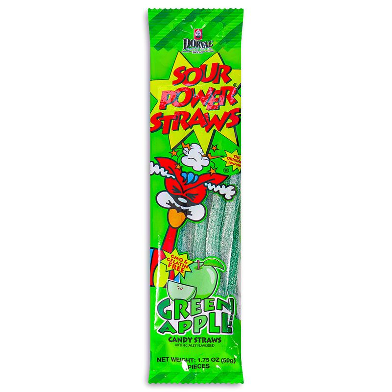 Dorval Sour Power Straws - Green Apple 50g