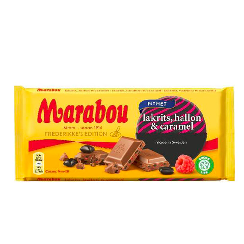 Läs mer om Marabou Lakrits, Hallon & Caramel 185g