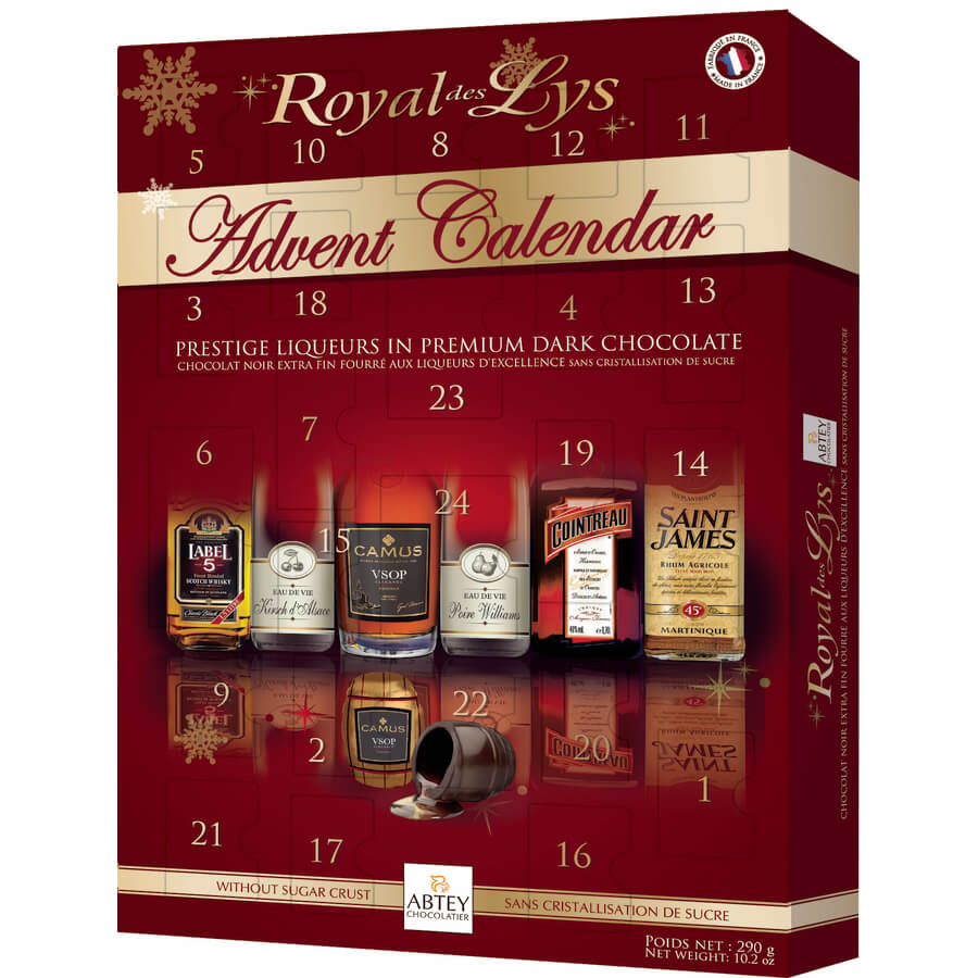 Läs mer om Royal Des Lys Adventskalender med Spritfylld Choklad 290g