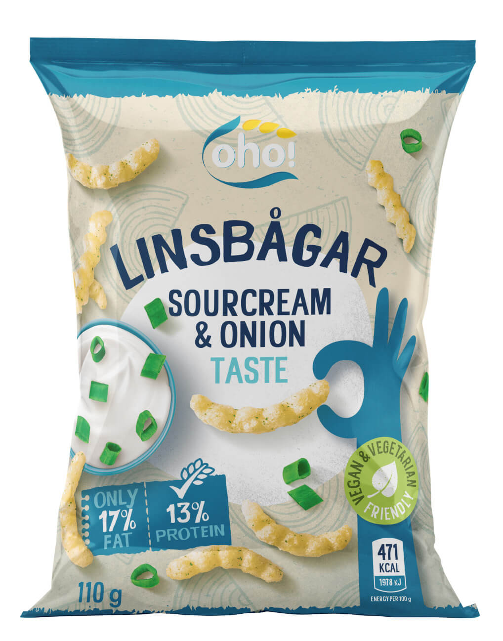 Läs mer om Oho! Linsbågar Sourcream & Onion 110g