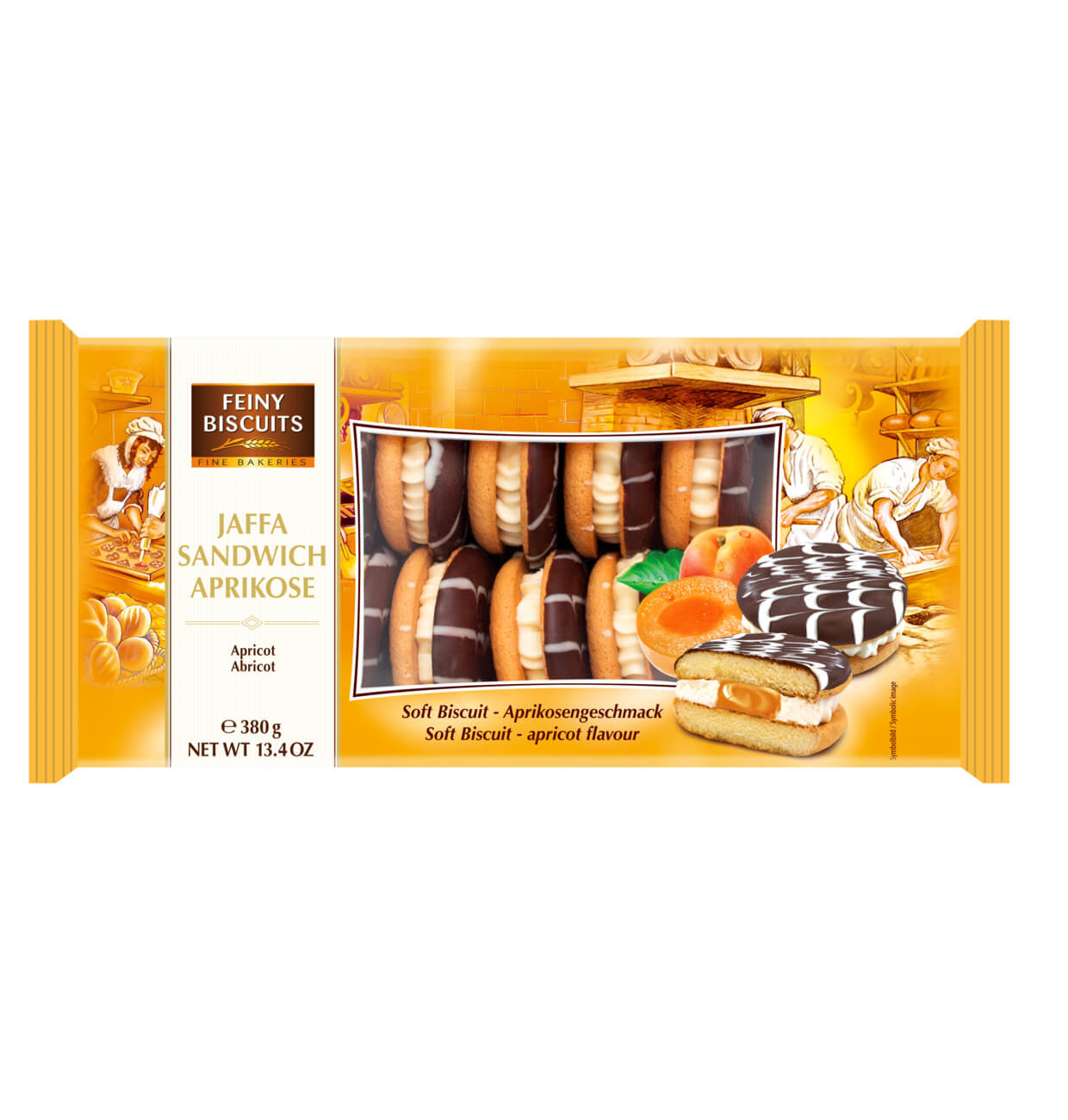 Läs mer om Feiny Biscuits Jaffa Sandwich Cream-Apricot 380g