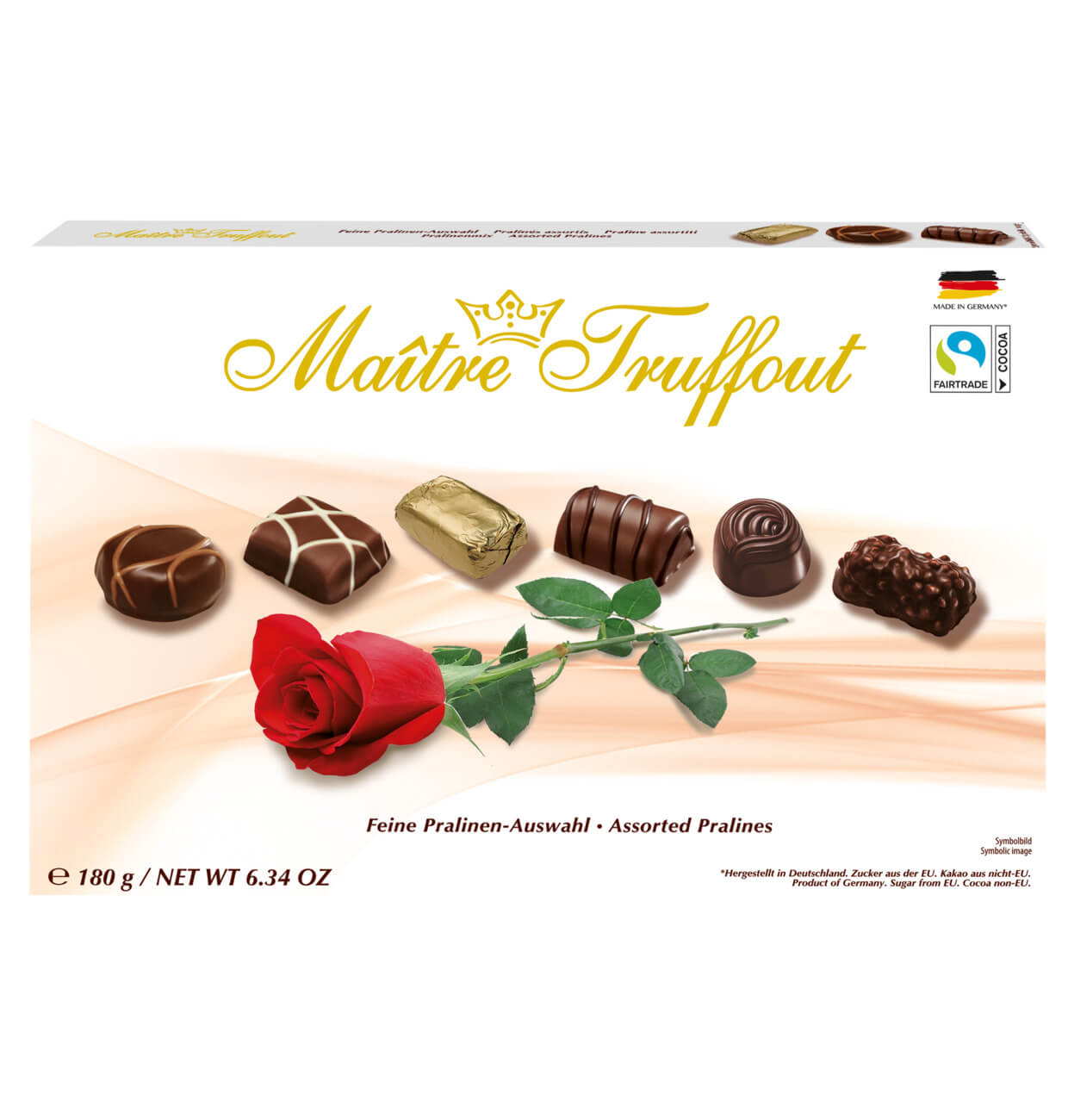 Läs mer om Maitre Truffout Assorted pralines rose 180g